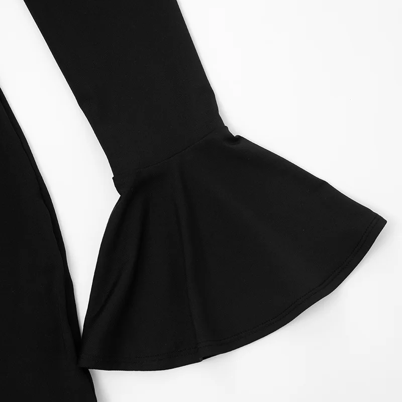 2026 Neu eingetroffen: Sexy figurbetontes Kleid mit Ausschnitt am Kragen, langen ausgestellten Ärmeln und schmaler Bleistift-Mini-Silhouette – perfekt für Club, Party und besondere Anlässe – Detail 14