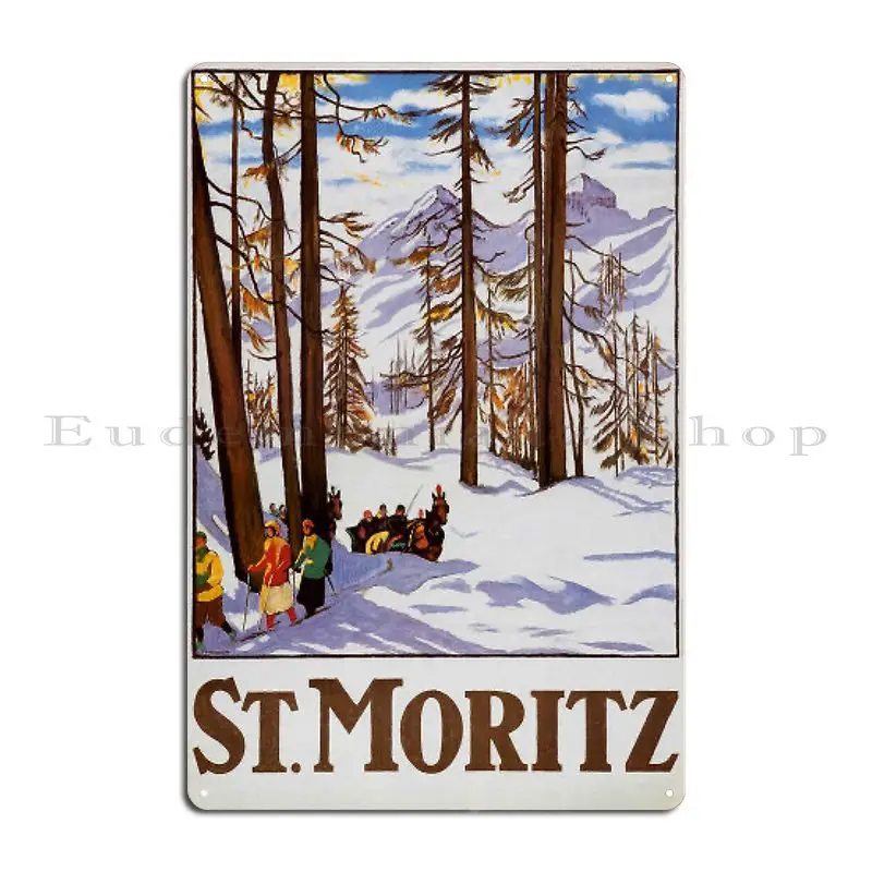 st moritz switzerland poster vintage swiss Metal Sign Funny Wall Cave Bar Designing Home Tin Sign Poster