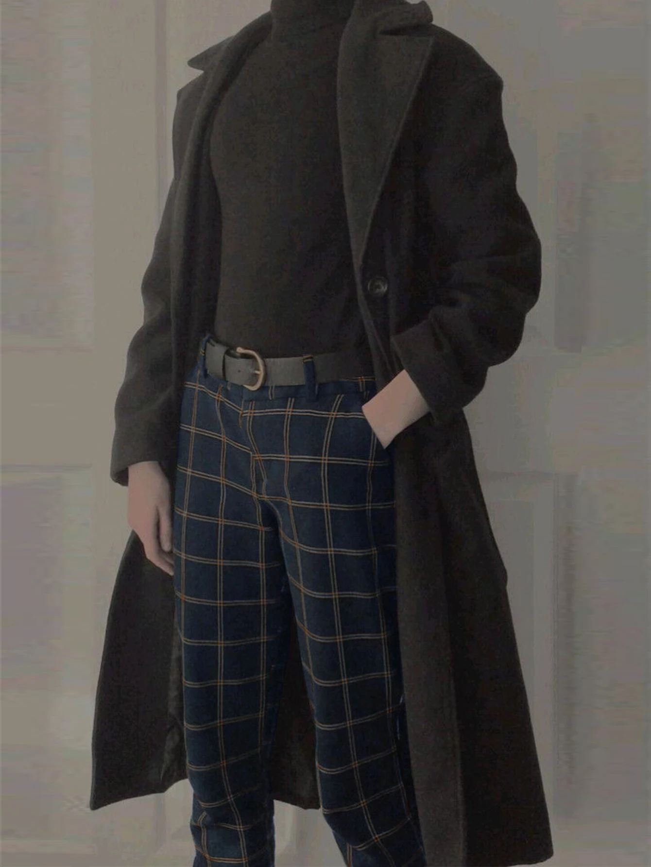 

Мужские брюки с высокой талией, клетчатая шерстяная ткань, элегантные повседневные итальянские неаполитанские деловые брюки на пуговицах, зимнее новое поступление