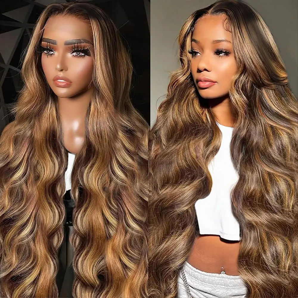 

CEXXY 4/27 13x6 HD 220% Highlight Blonde Ombre Body Water Wave Lace Front Human Hair Wigs Brazilian 13x4 Lace Frontal Wig