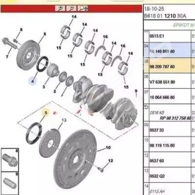 France Genuine 9820978780 98 209 787 80 Crankshaft Rear Oil Seal for DS 1.6T 1.8T 1.8 1.6  China Brand