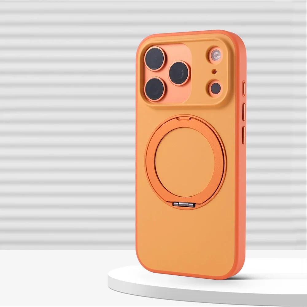 

Противоударный чехол с вращающейся магнитным кольцом и подставкой для iPhone 17, Air 16, 15, 14 Pro Max, матовый бампер с беспроводной зарядкой Magsafe