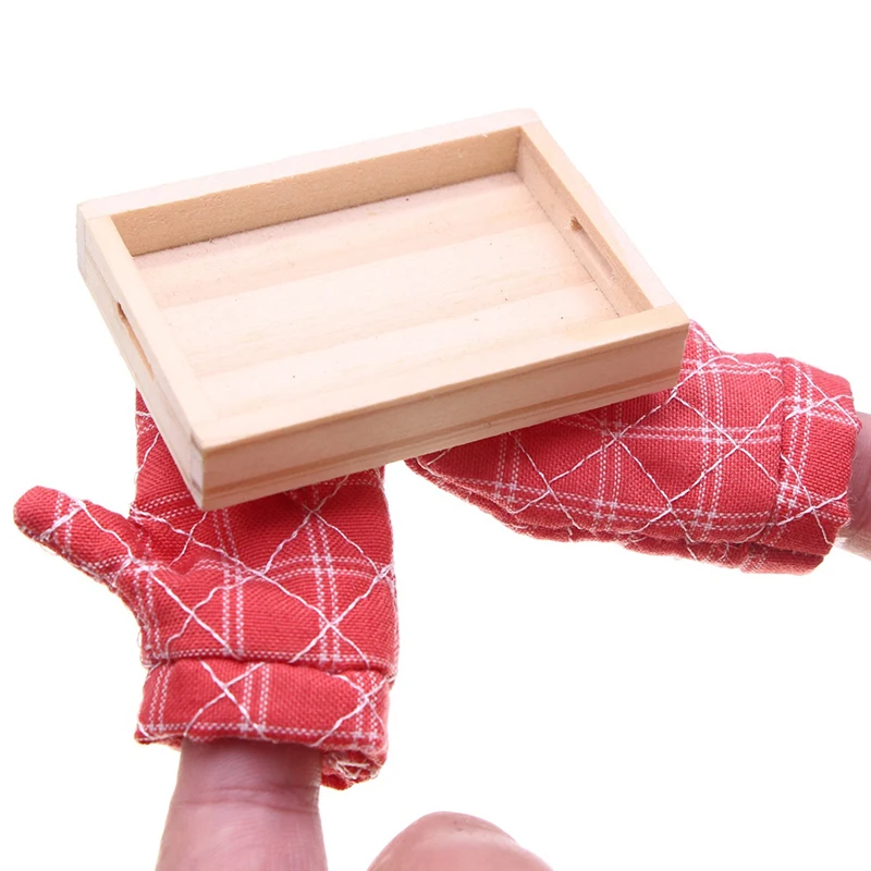 1 Paar Poppenhuis Miniatuur Bakhandschoenen Model Pop Thuis Keuken Koken Handschoenen Voor Poppenhuis Decor Accessoires