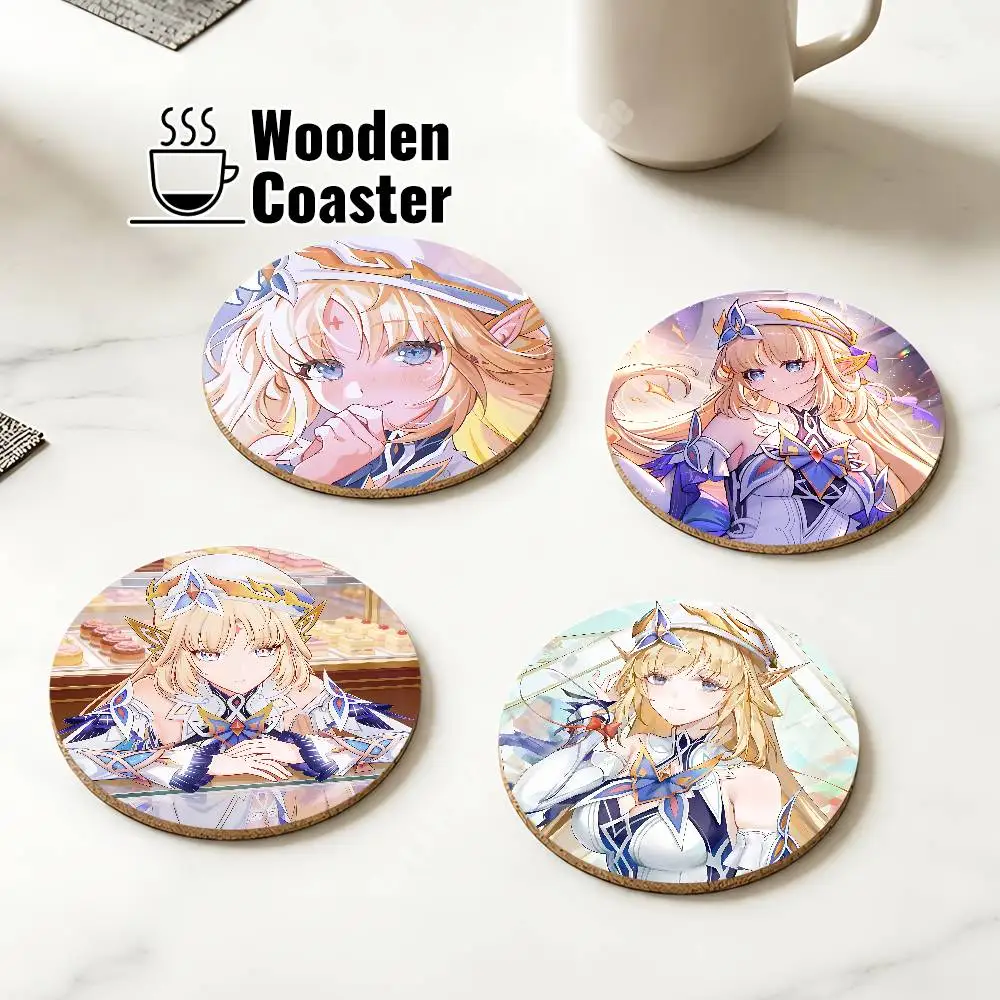 Nicole Reeyn Genshin Impact Wooden Cup Mat Cappuccino Vodka Juice Water Coaster for Flower Shop