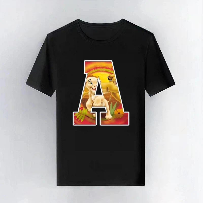 

Король Лев, забавная повседневная футболка с буквенным узором, одежда для родителей и детей Диснея, детские свободные топы унисекс с короткими рукавами, блузки, подарок