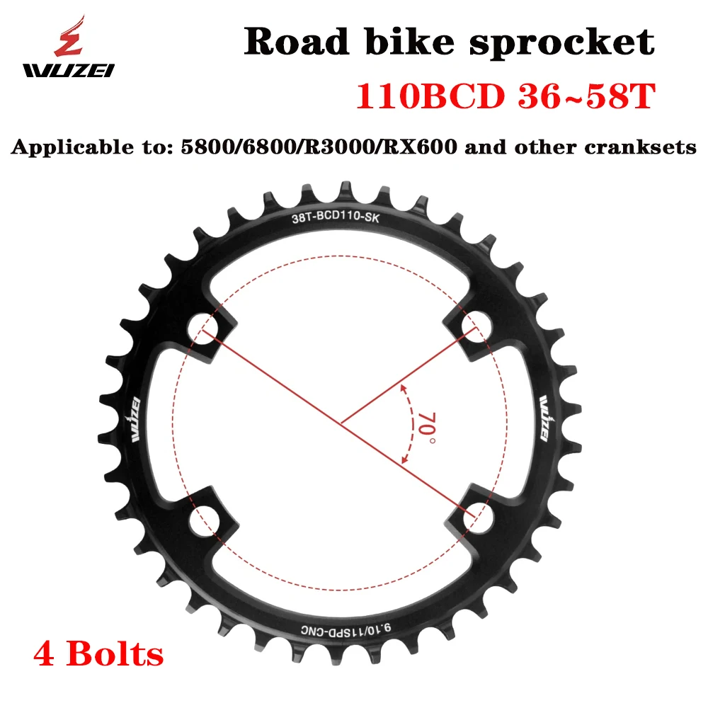 Road Bike 110BCD 4 Bolts Chainwheel Narrow Wide Stars Positive and negative tooth sprocket　for Shimano R7000/5800/R3000/RX810