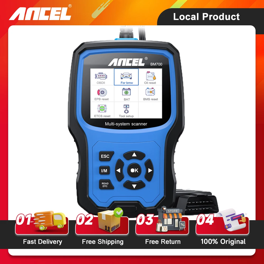 Ancel BM700 OBD2 Diagnostic Tool for BMW Professional BRT Injector SRS Airbag Reset Scan Tool OBD Car Engine Code Reader Scanner