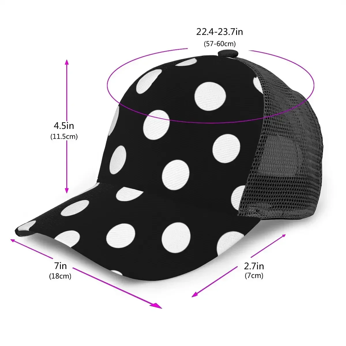 Mesh Baseball Cap Men Women Black White Polka Dot Dad Hat Unisex Hip Hop Hat Outdoor Hat Gorras