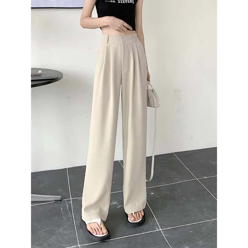 

High Waist Office Straight Pants Women Korean Casual Baggy Sweatpants New Formal Wide Leg Suit Pantalones Big Trousers L77