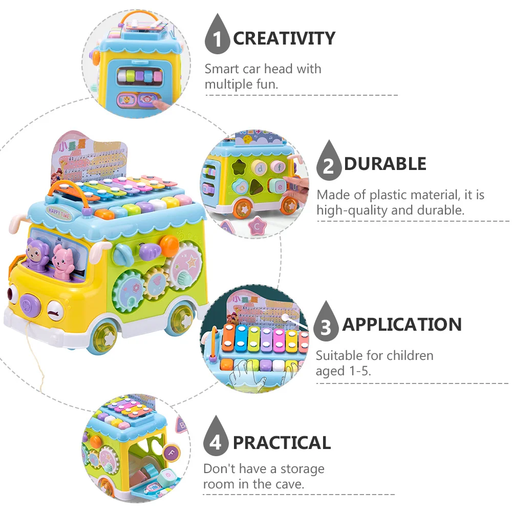 1 قطعة شكل إكسيليفون حافلة مدرسية سحب أداة عزف موسيقى للأطفال التعليمية الطفل هدية إكسيليفون طفل عيد ميلاد صالح #1