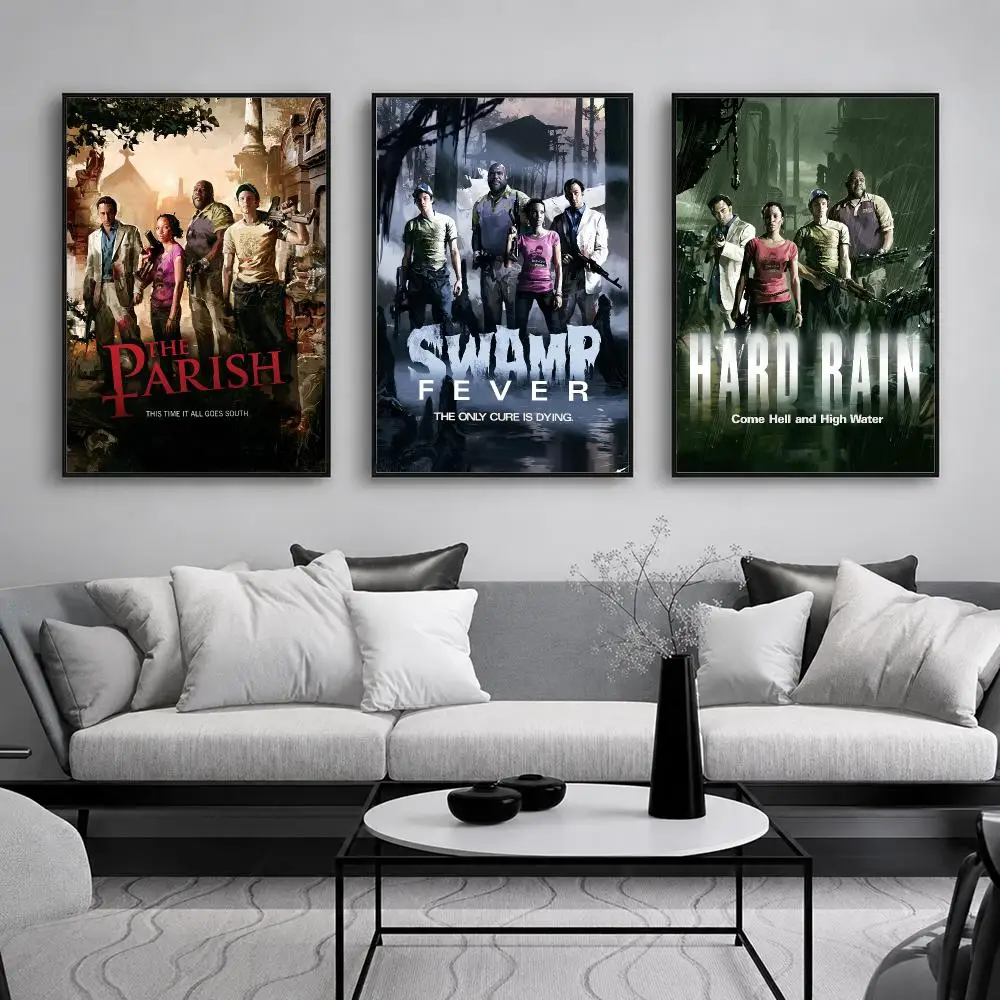 Zombie Shooter Game L-Left 4 D-Dead Poster Wall Art Print Sticker for Bedroom Living Room Dorm Office Modern Home Decor
