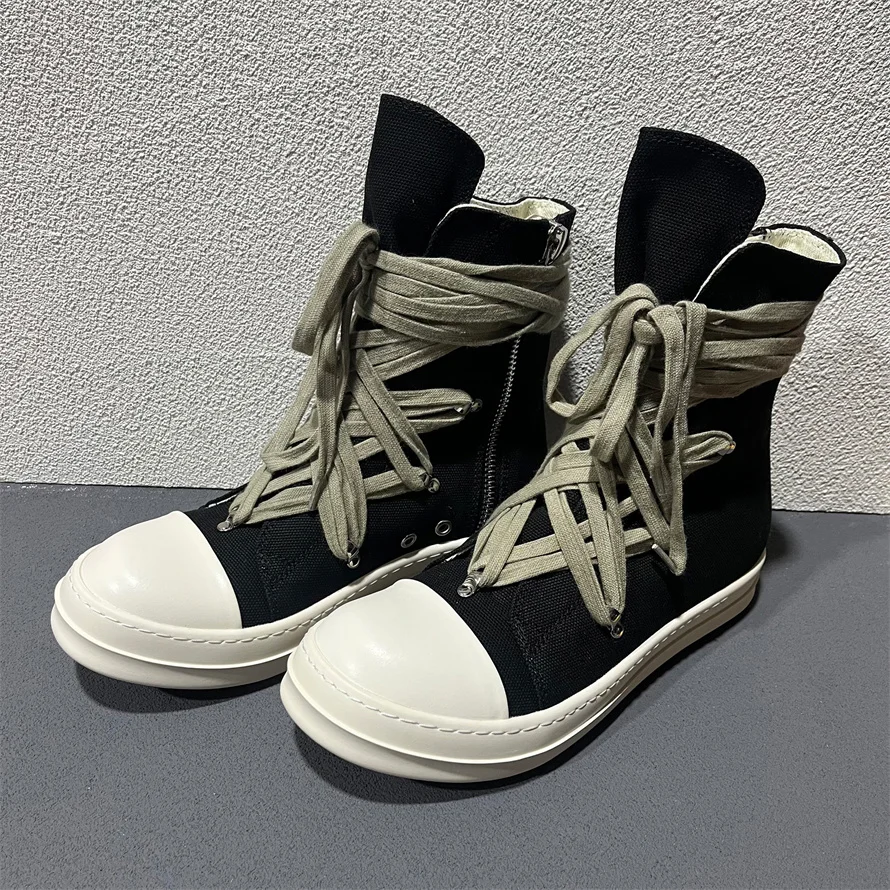 High Quality Real Picture Mess Up Cross Lace Canvas Trainer Lovers Sneakers Boots