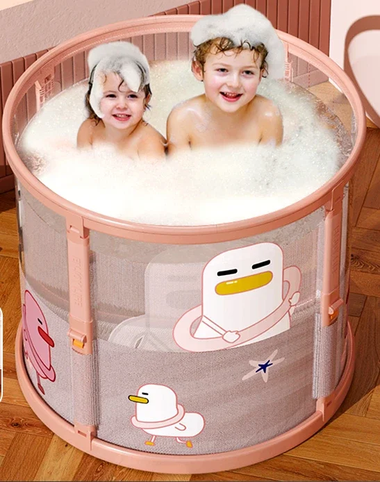 Baby Swimming Bucket Bathing Household Baby Bathing Seat Foldable Autumn/Winter Soaking Bath Bucket