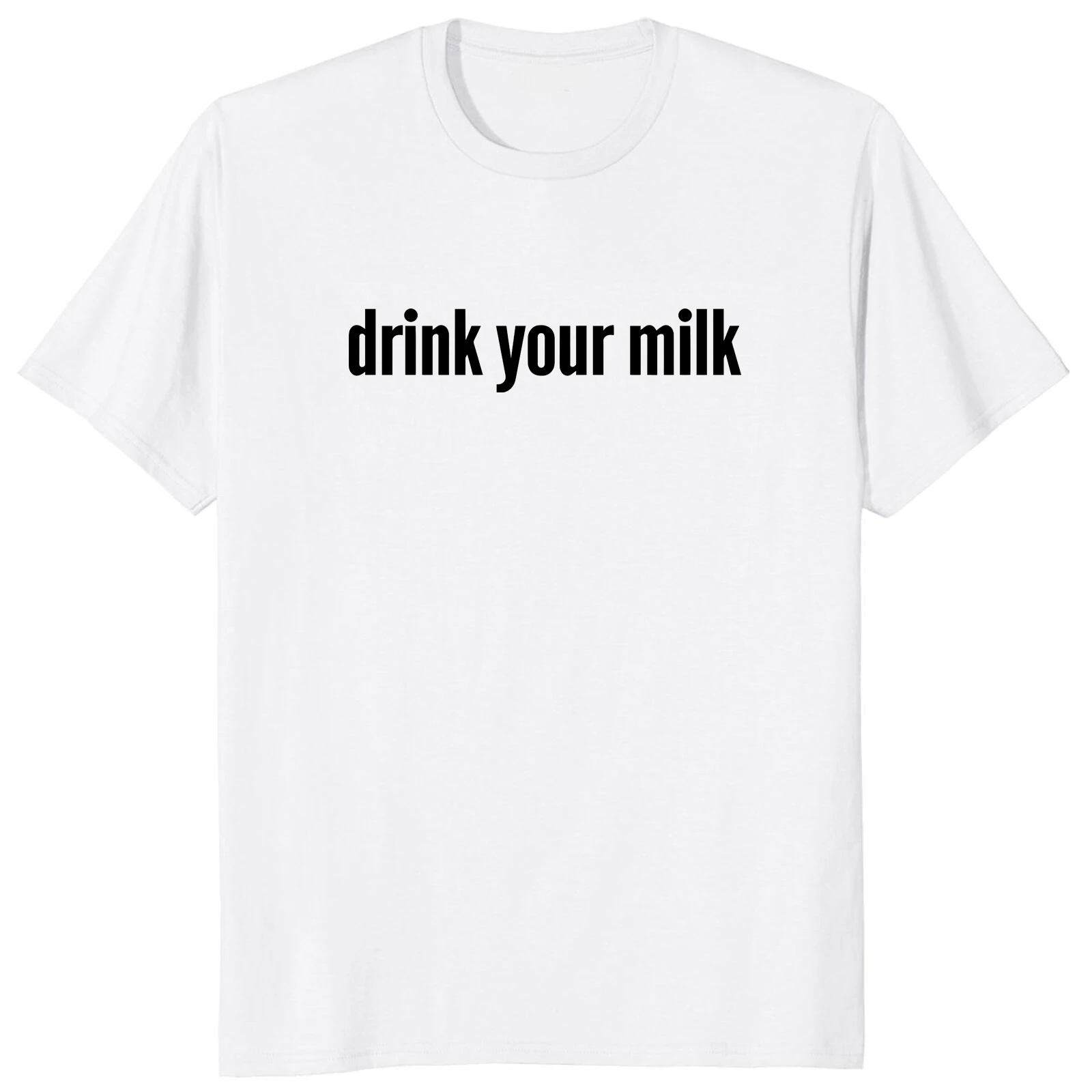 100% Baumwolle weich Unisex lässig O-Ausschnitt Kurzarm EU-Größe trinken Sie Ihre Milch T-Shirt beliebte Meme Trend Y2k T-Shirt für Männer