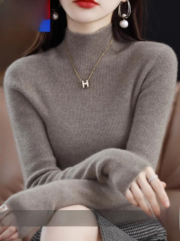 

Spring 2026 Slimming Camere Sweater Women's f High Collar Thiened Fitted Wool Sweater Inner Wool Base irt