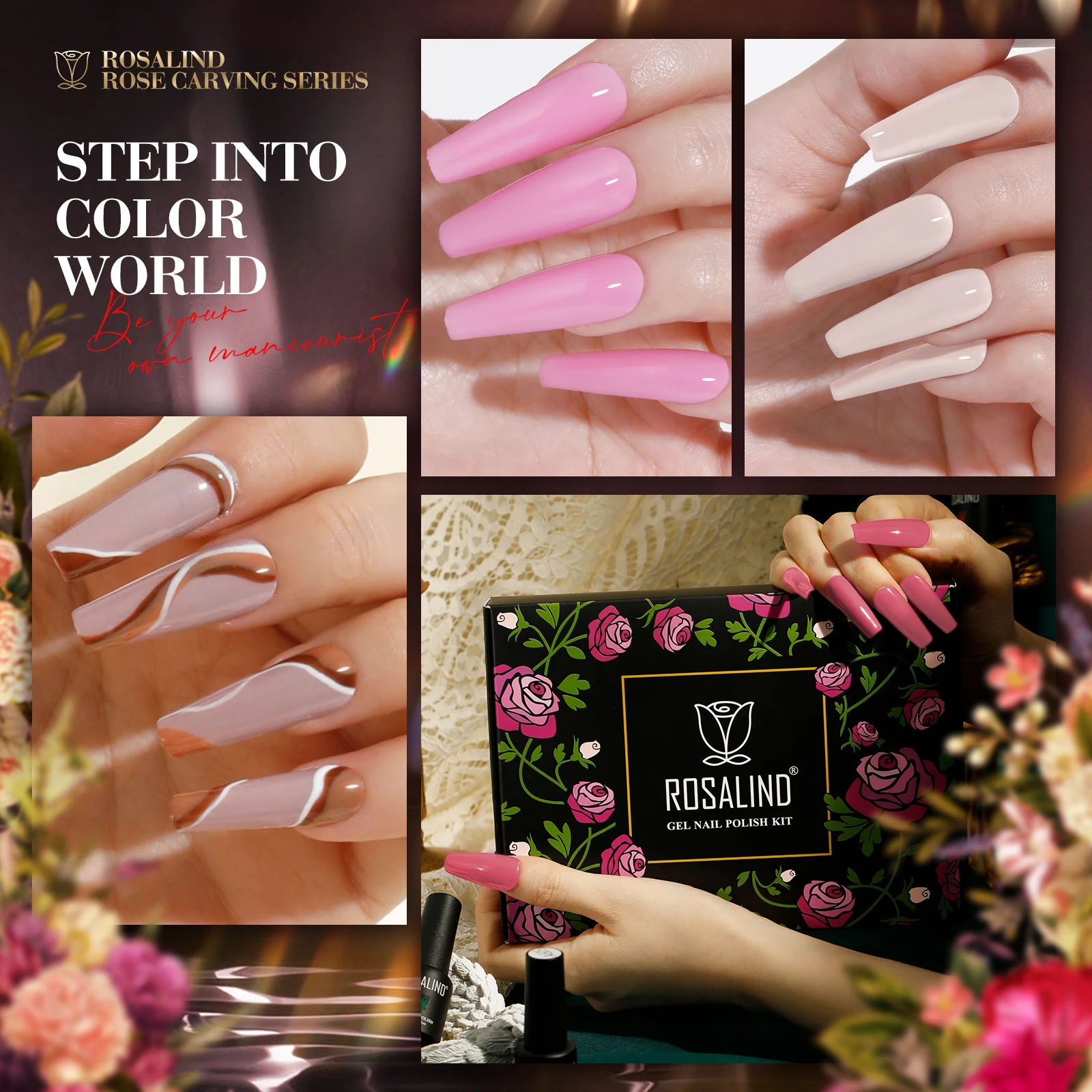 

ROSALIND Nude Series Nail Gel Polish Hybrid Varnish Semi Permanent Soak Off Top Base Coat UV Gel Nail Polish All For Manicure