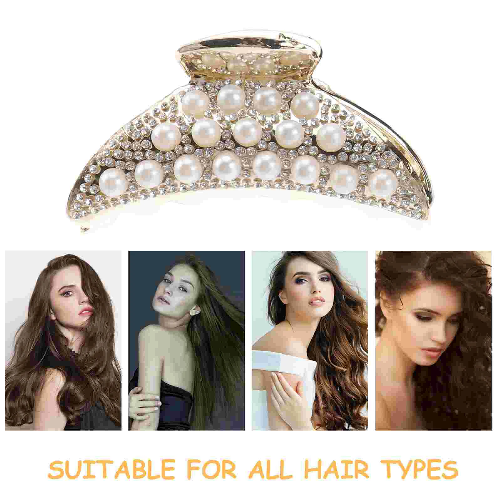 2 Pcs Popularity Miss Rhinestone Bobby Pins Hair Clips for Women Ponytail Holder