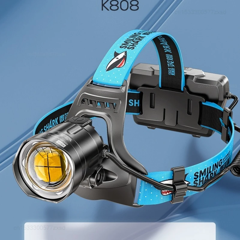 New Xiaomi Smiling Shark High Power Head-Mounted Headlamp Outdoor Construction Site Waterproof Headlamp Super Bright Power Torch