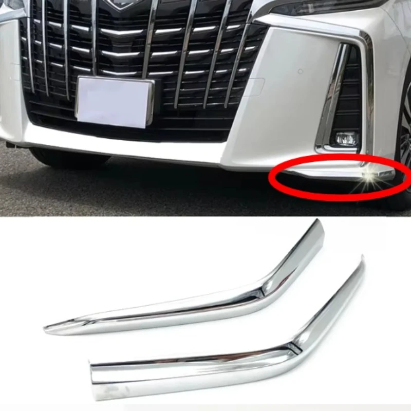 

For Toyota Alphard 30 Sport 2018 2019 ABS Chrome Front Bumper Corner Protection Strip Cover Trim Decorative Car Accessories