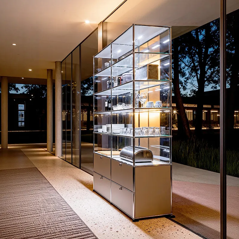 Wine cabinet Living room Exhibition hall Transparent glass cabinet Against the wall Premium sense partition cabinet