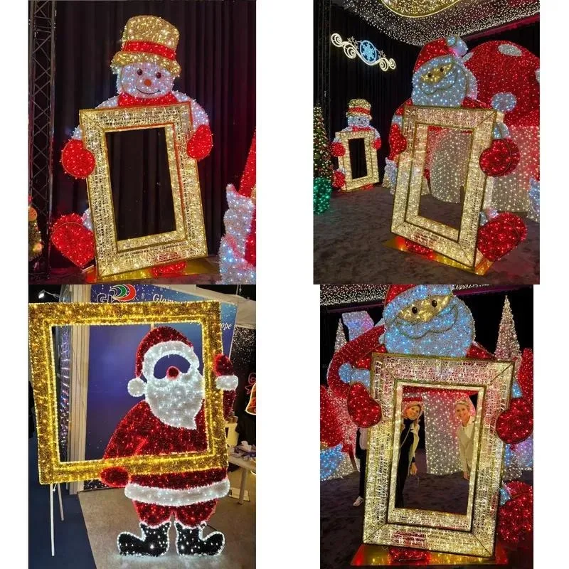Waterproof Large Photo Frame Christmas Decoration Indoor Outdoor 3D Santa Pattern Light New Design