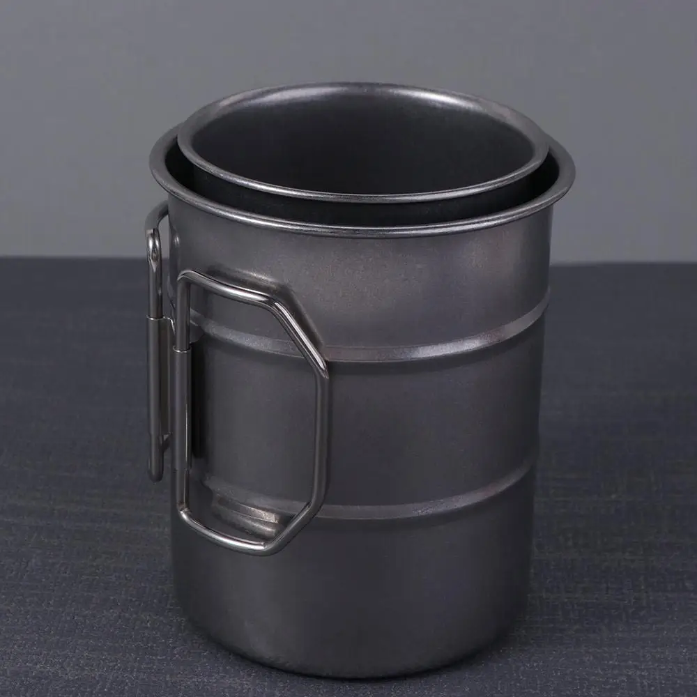 

Folding Handle Stainless Steel Camping Mug Heat-resistant Oil Barrel Shape Vintage Water Cups Anti-scald Comfortable Grip
