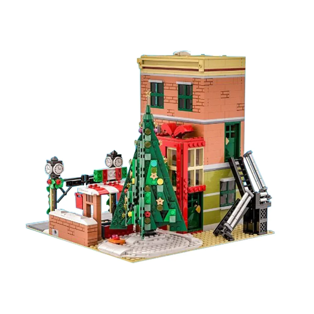 Gobricks MOC ฤดูหนาว Modular สถาปัตยกรรมบรรยากาศคริสต์มาส Street View เพลง Cafe Building Blocks อิฐของเล่นสําหรับของขวัญเด็ก