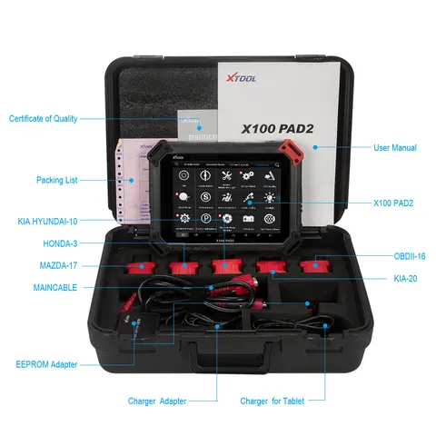 Buon feedback per la maggior parte delle auto Programmatore chiave originale XTOOL X100 Pad2 con strumento diagnostico per auto EPB EPS OBD2 TPMS X100 PAD 2