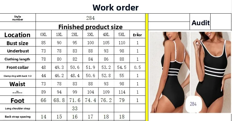 European and American Solid Color Conservative Black White Strip Splicing Large Size Swimsuit Slim and Thin Plus Fat Swimsuit view 6