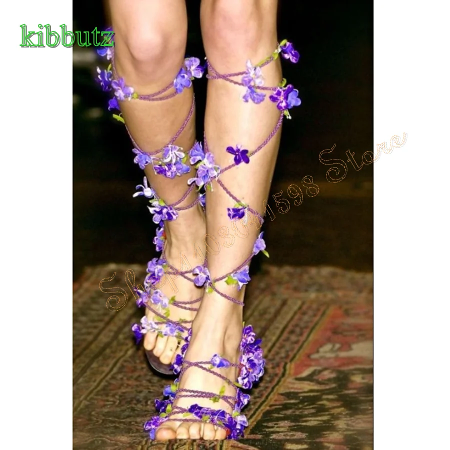 

Flowers Strappy Sandals Sexy Round Toe Stiletto Women Shoes Wedding Party HIgh Heel Shoes Plus Size 2024 New Zapatos Para Mujere