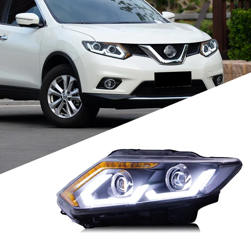 

14-16 for Nissan X-TRAIL headlight assembly modification LED daytime running lights running water turn signal lens xeno