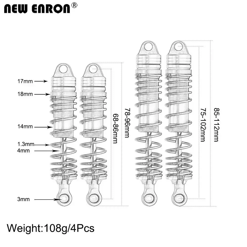 NEW ENRON Aluminum CNC Front & Rear Shock Absorber Damper For RC Traxxas 1/10 Slash VXL 4X4 2WD Ruslter VXL 4X4 2WD ETC