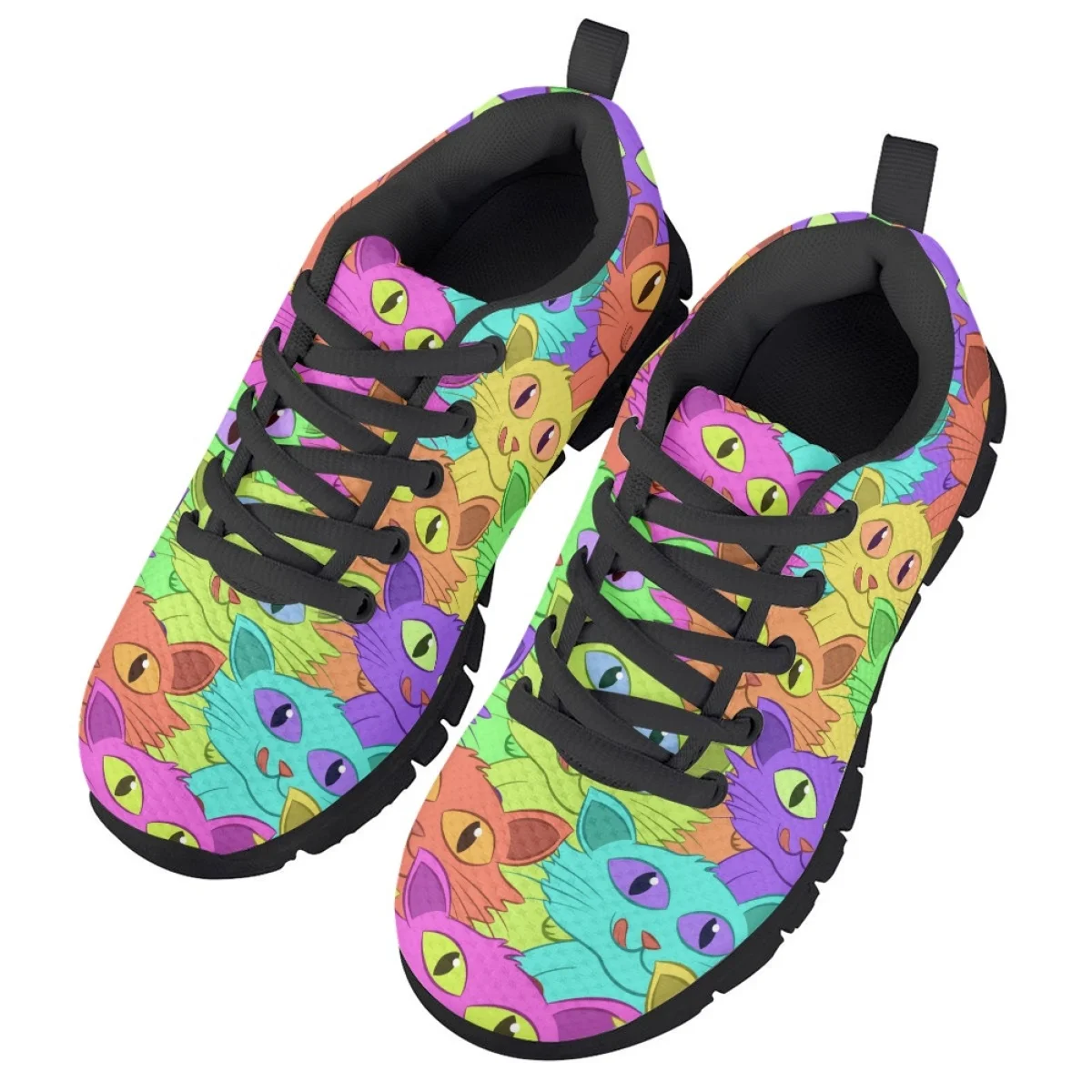 Kawaii Gradient Cat Pattern Children's Running Shoes Outdoor Travel Wear-Resistant Footwaer Brand Design Breathable Sneakers New