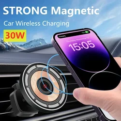 VIKEFON Magnetic Car Wireless Charger Air Vent Car Phone Holder Stand for iPhone15 14 13 12 Pro Max Car Fast Charging Station