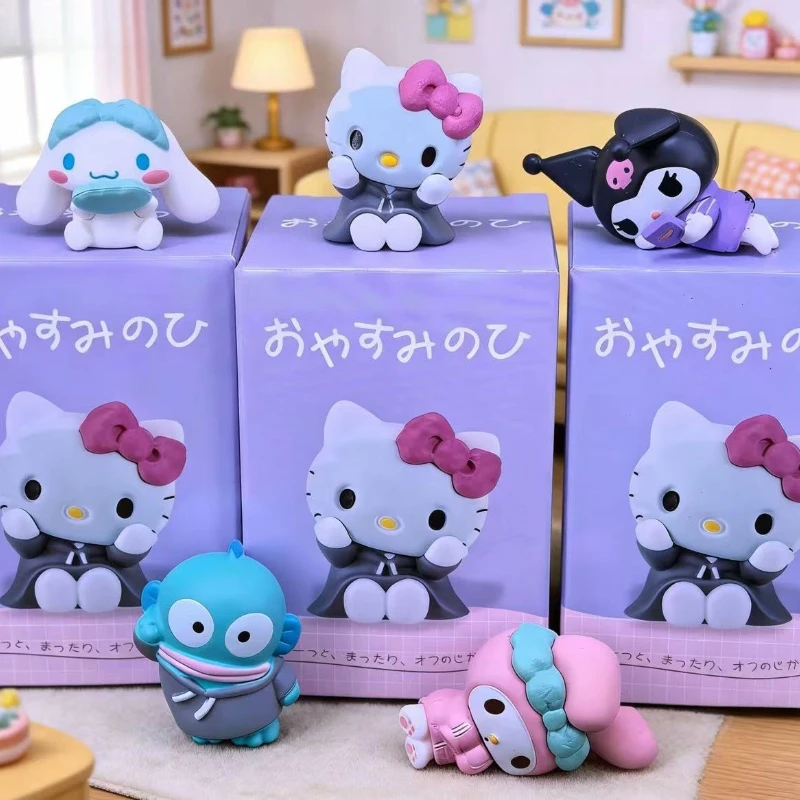 

Серия мини-фигурок Sanrio Character Sweetheart Playmate Sleep Pose в слепых коробках: Синаморолл, Куроми, Хангиодон. Игрушки-украшения, подарки.