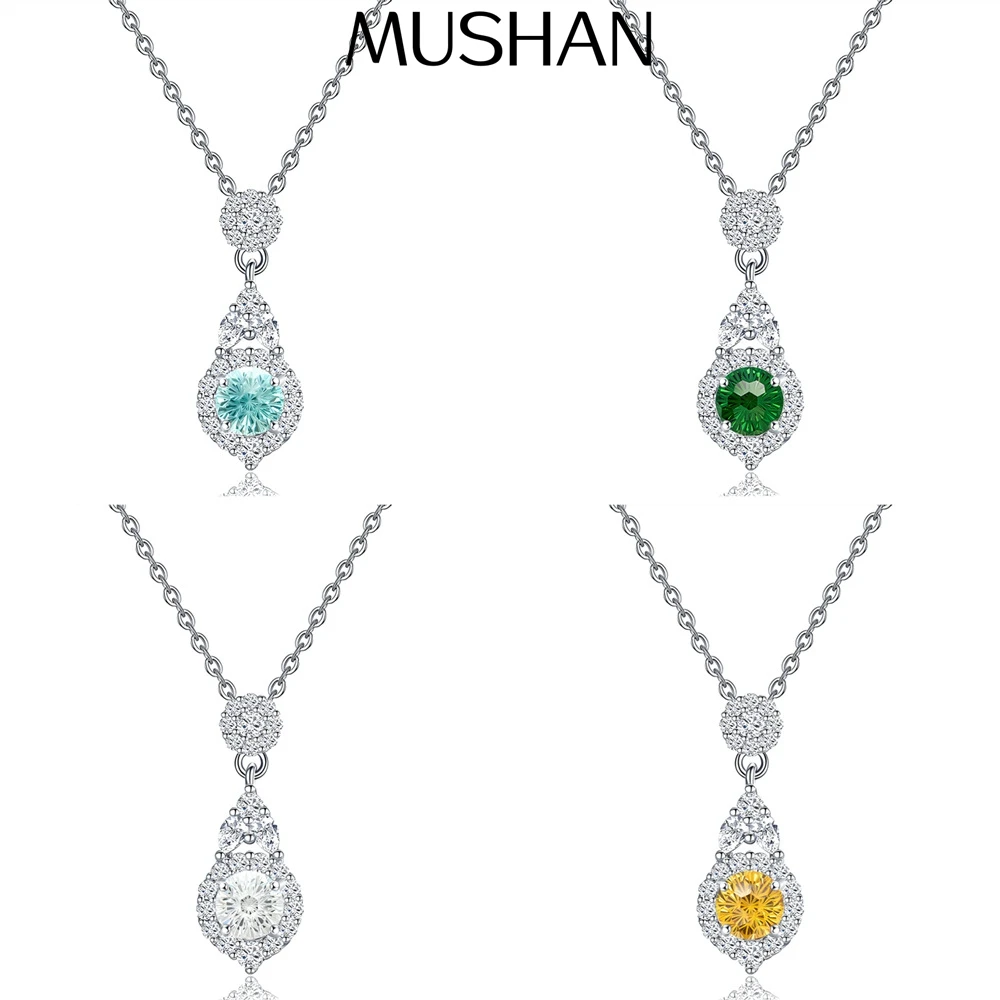 

MuShan Jewelry 925 Sterling Silver Necklace Pendant Chain HCD Gemstones Valentine Gift Mother Day Gift Women Necklaces Jewelry
