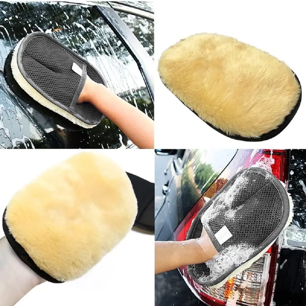 Car Round Waxing Polish Wash Mitt Auto Wool Washing Gloves Cleaning Tools Car Wash Soft Pads Car Detailing Clean Tools