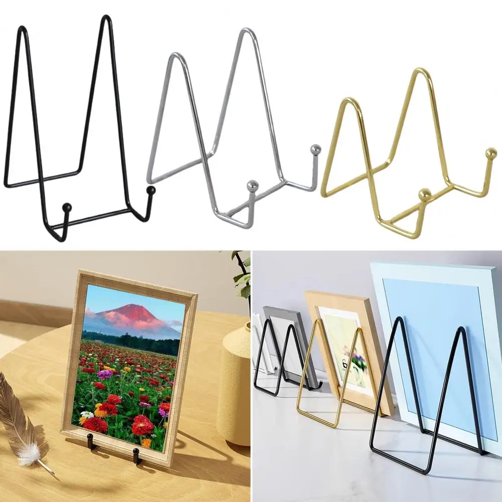 Board Display Stands 3 Pcs Twisted Metal Wire Phone Stands 4.5 Inch Plate Holder Easel Display Tabletop Picture Frame Laptop