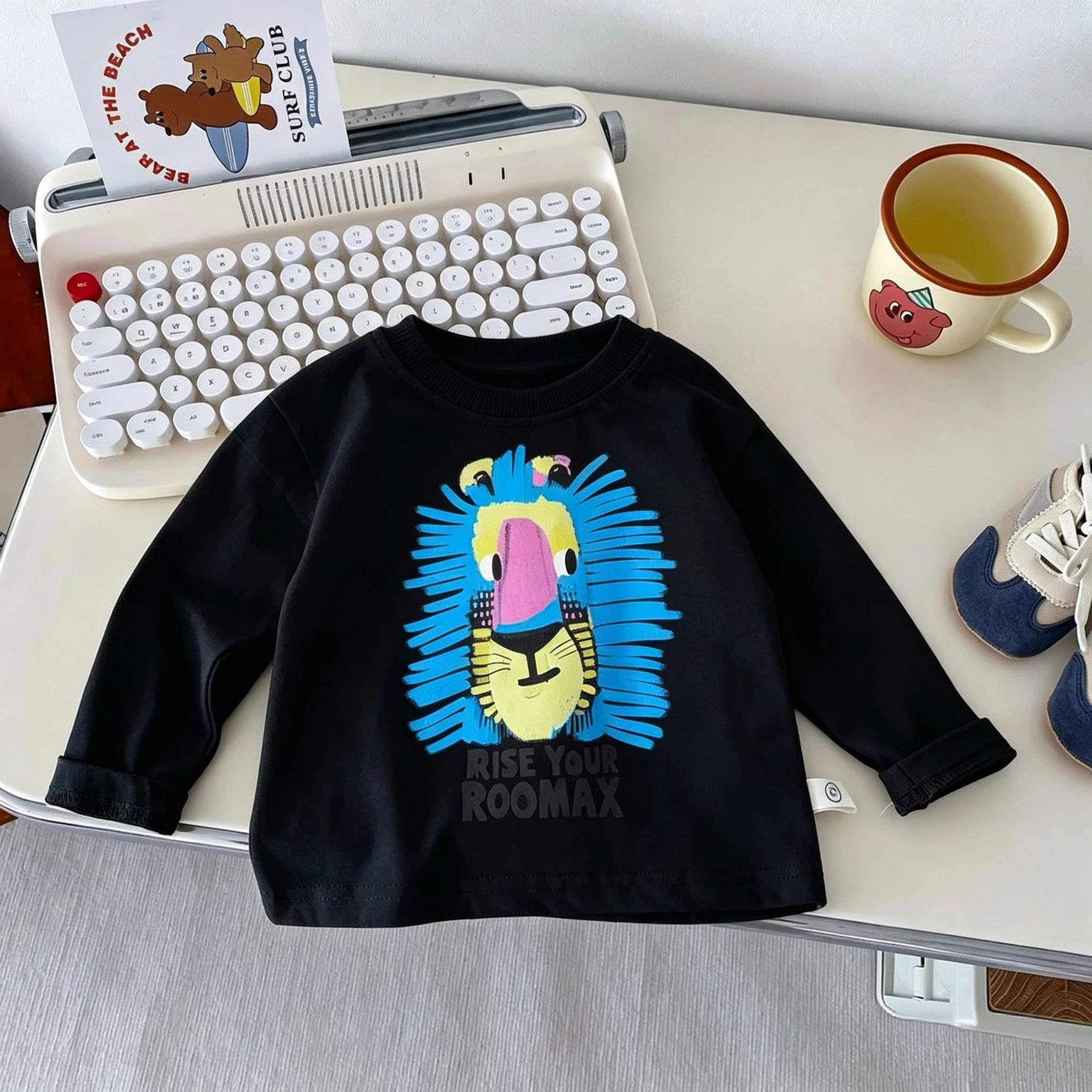 Popular Design Kids Long Sleeve T-shirt Tops Spring Autumn Simple Versatile Children Base Shirt Crewneck Blouse Baby Boy Clothes