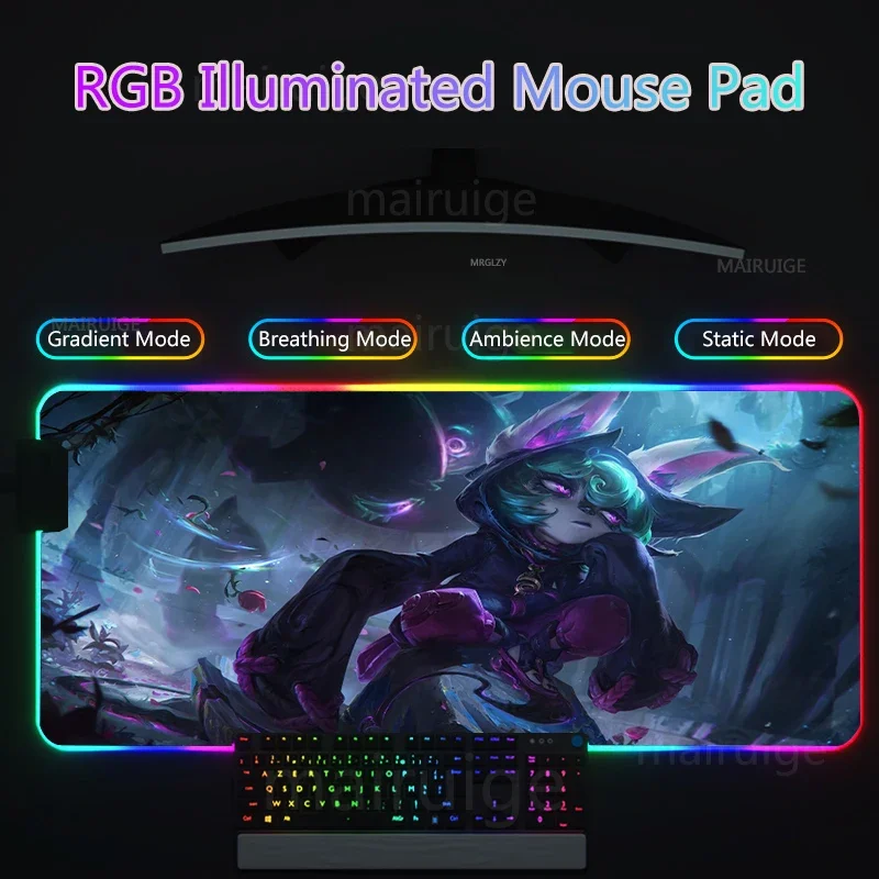 

400*800/400*900 мм RGB светодиодный коврик для мыши Vex MousePad XXL большой коврик для мыши с клавиатурой LOL Akshan подсветка игровые аксессуары настольные коврики