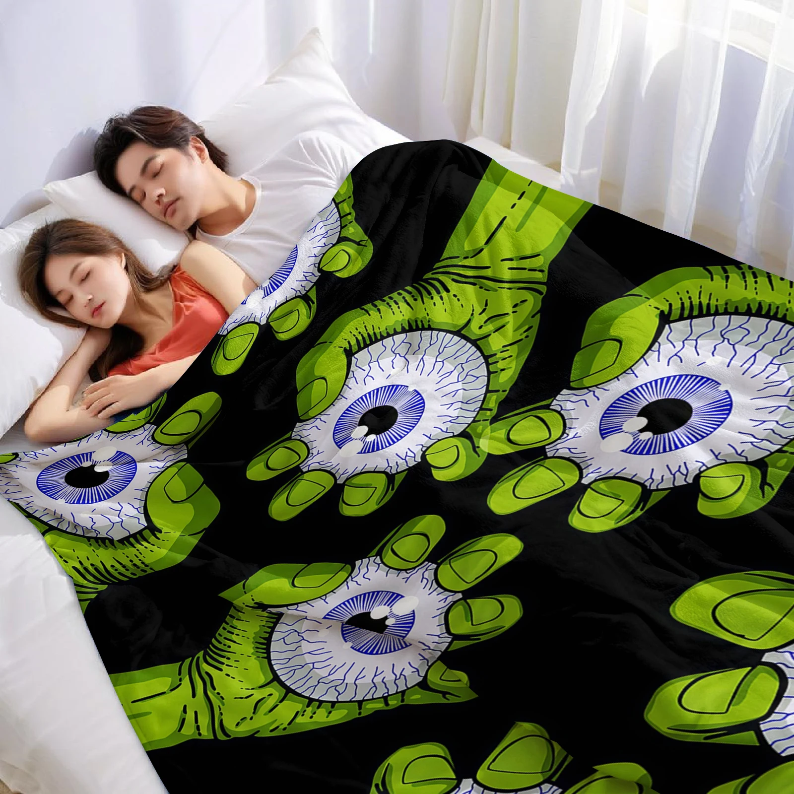 Zombie Eyeball Ultra Soft Sherpa Fleece Blanket Fluffy Warm Thick Throw for Sofa Bedroom Couch Holiday Home Decor Gift