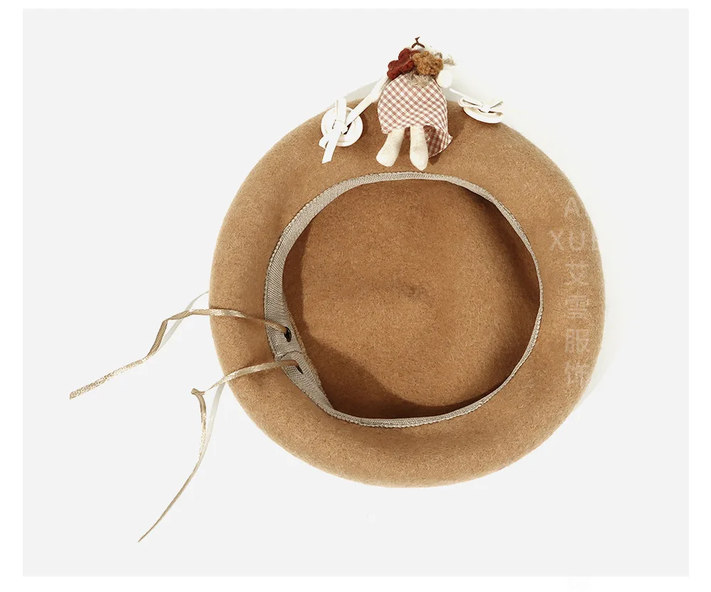 2026 جديد قبعات البيريه الإناث لطيف أرنب عروسة كارتون هدية الصوف برعم قبعة المرأة الفاخرة الخريف والشتاء نوعية جيدة قبعة أنيقة على الموضة #6