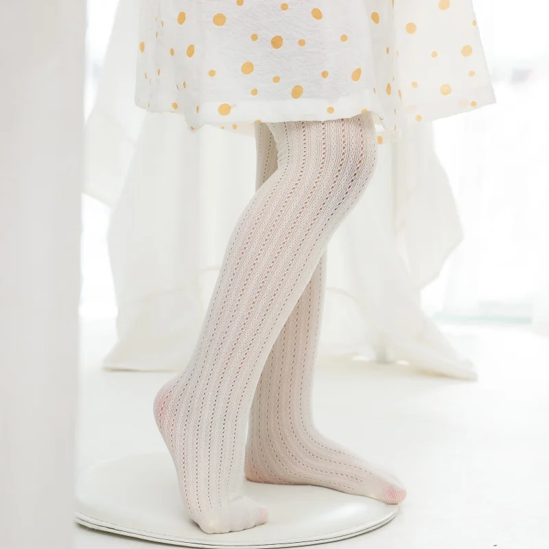 Kinderstrumpfhosen für Mädchen, Sommer-Mesh-Strumpfhosen, dünne Baby-Mädchen-Strumpfhosen, modische Kinderstrumpfhosen aus Baumwolle, einfarbig, weiche Prinzessinnen-Leggings für Kinder