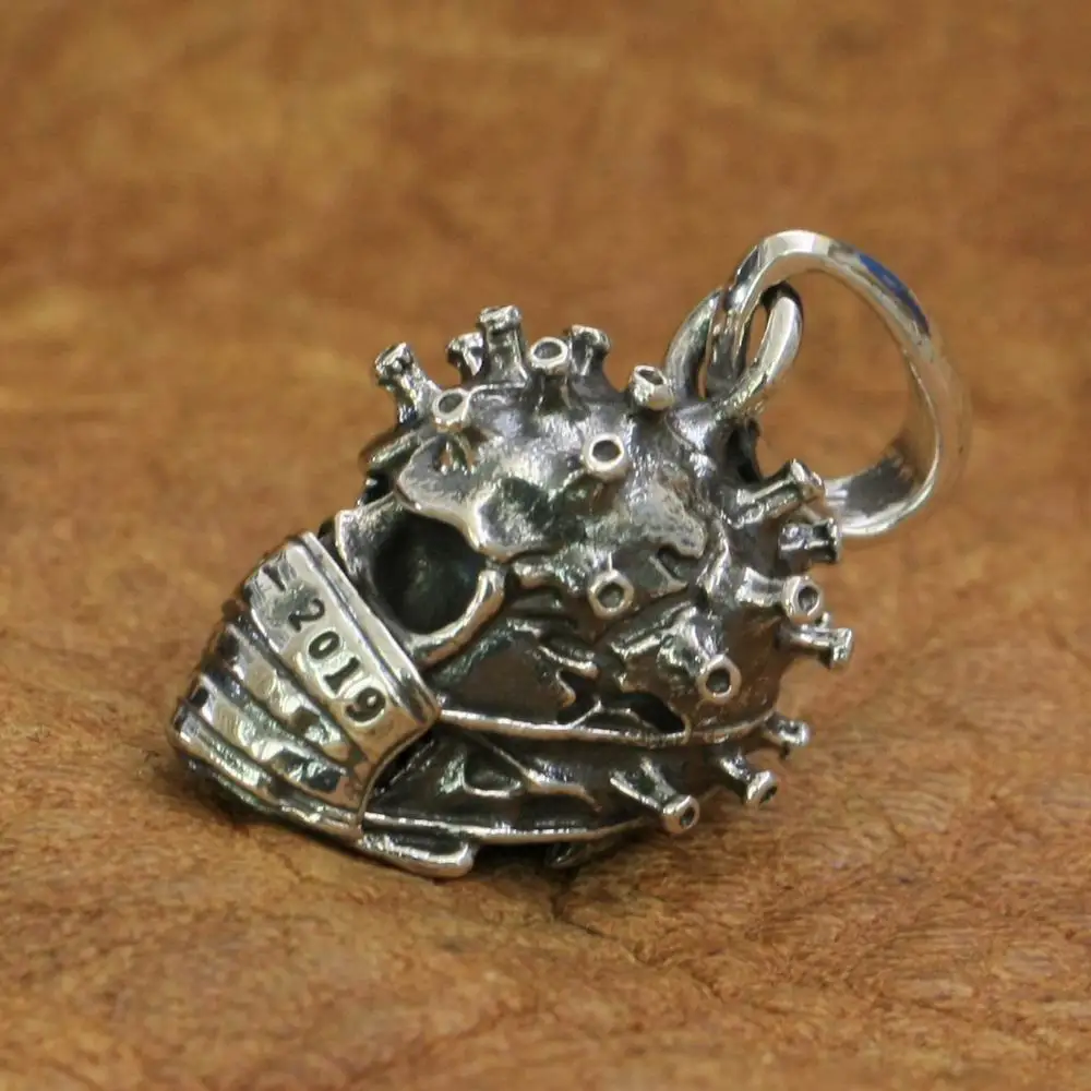 925 Sterling Silver Skull Pendant Biker Rock Punk Jewelry TA216 BZ