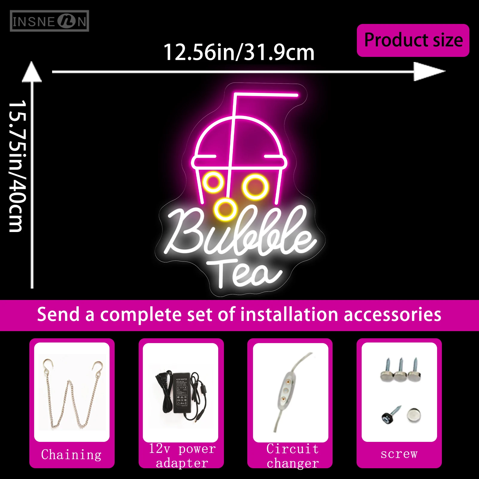 Bubble Tea Neon Sign Led Light Bubble Tea Shop Decoration Room Cafe Restaurant Decor Wall Hanging Neon Light LED Signs Welcome