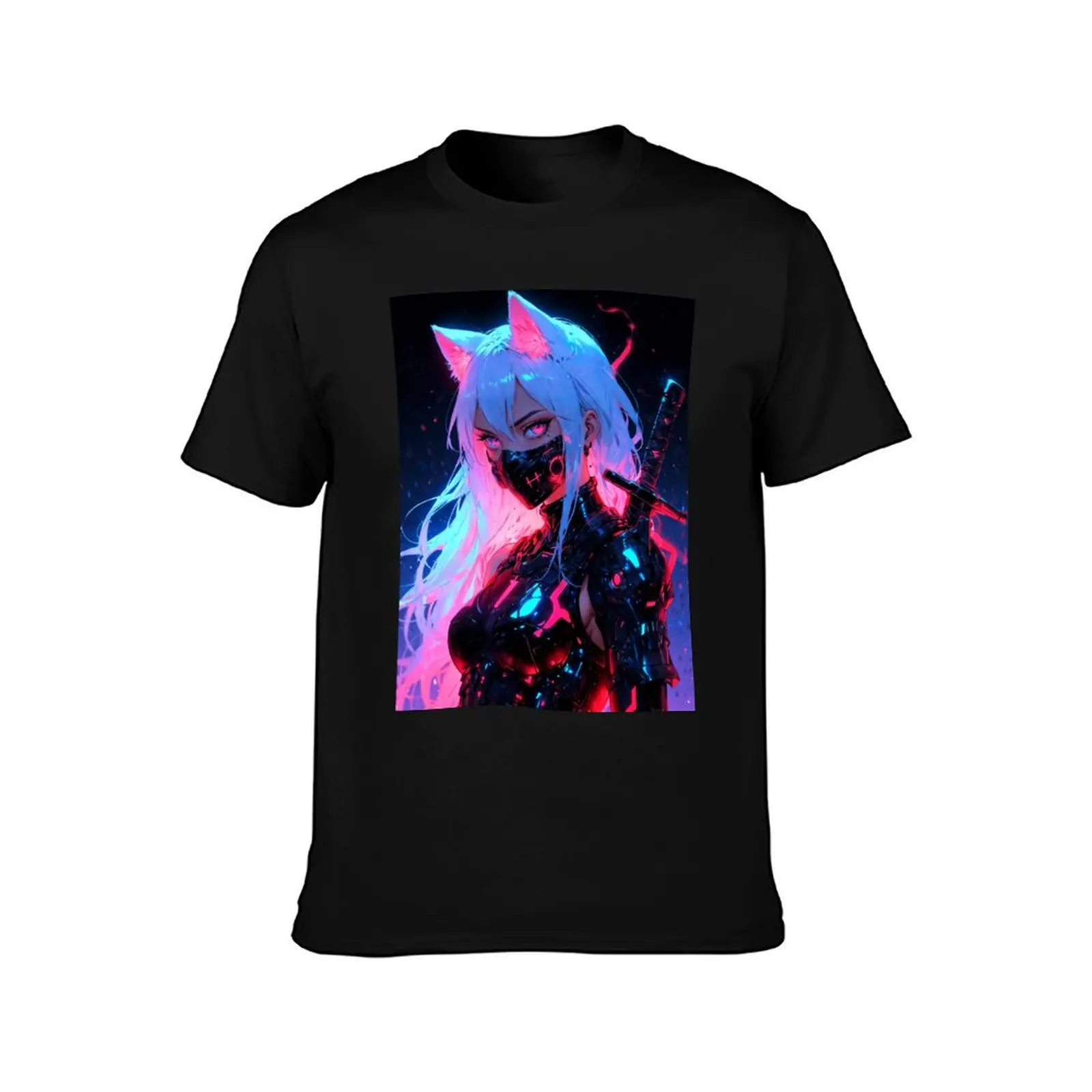 Masked Cyborg Girl T-Shirt Basic Lightweight Short Sleeve Tee T-Shirt