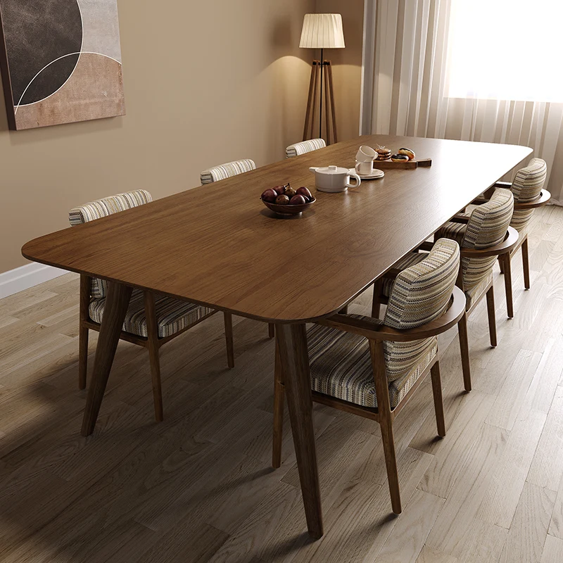Nordic All Solid Wood Dining Table 2m Long Table Living Room Furniture Household Log Large Board Dining Table Desk Dual Use