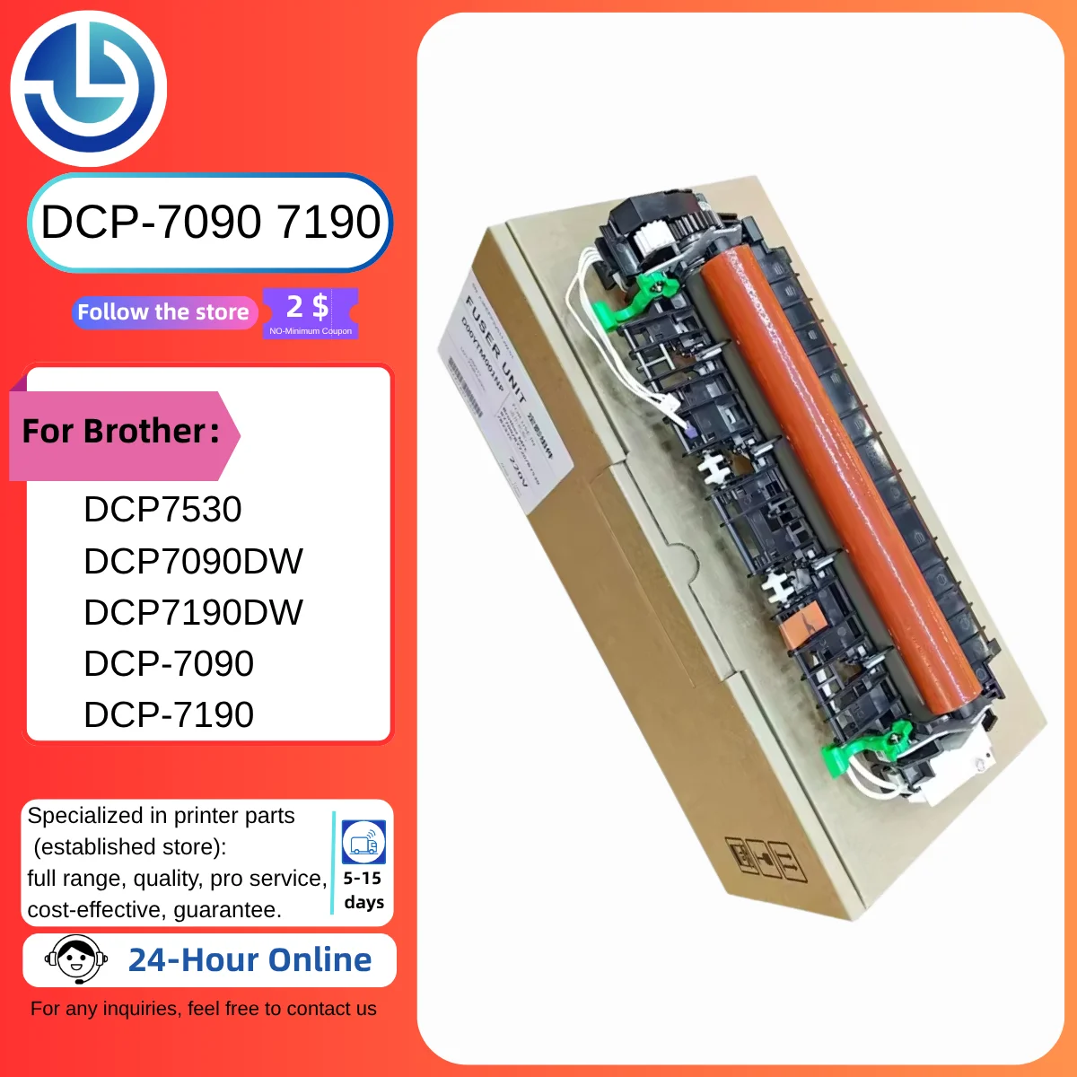 

Compatible Fixing Component for Brother DCP7530 DCP7090DW DCP7190DW DCP-7090 DCP-7190 Heater Fixing Device