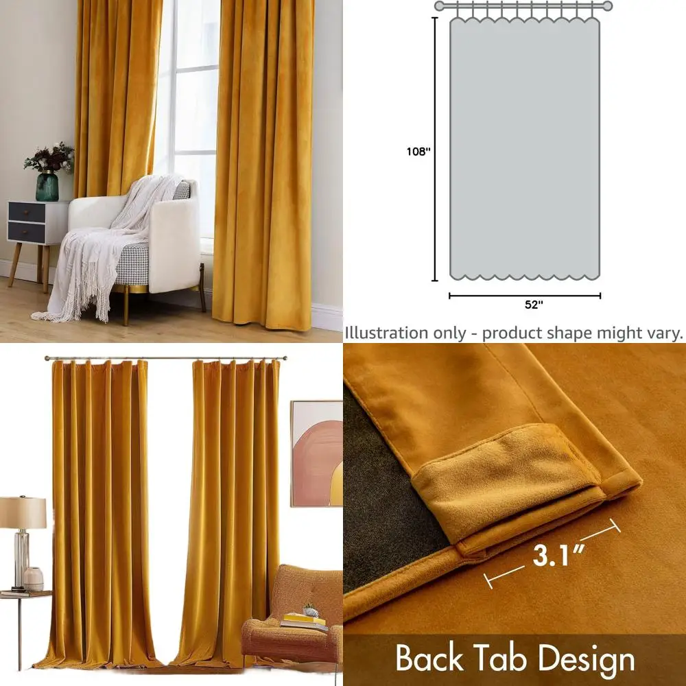 

Элегантные горчично-желтые 108, термоизолированные шторы для спален, гостиных, карманом для стержней и задней вкладкой