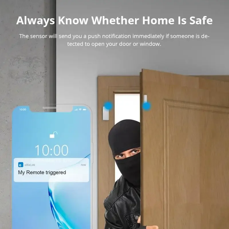Sonoff DW2 RF Sensore per porte/finestre 433 Hub richiesto Porta aperta Stato Allarme di sicurezza Funziona con l'app Ewelink Notifica di avviso Ifttt
